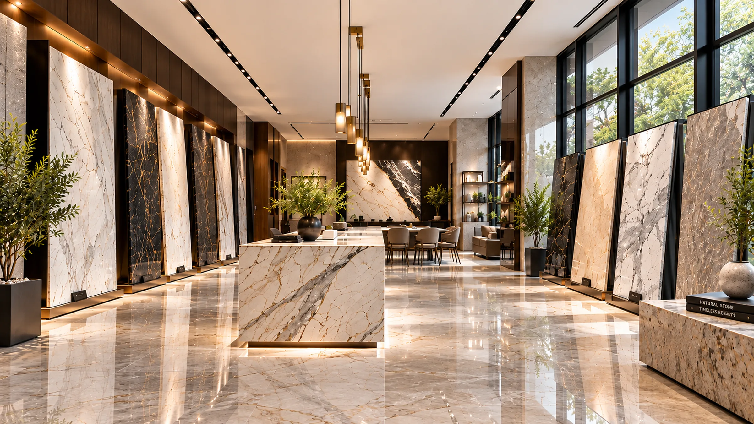 Elegant natural stone living space